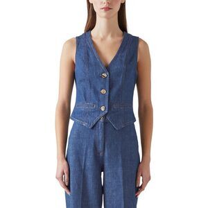 LK Bennett Blue Denim Utility Vest